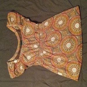 On/off shoulder smock top, boho mandala print